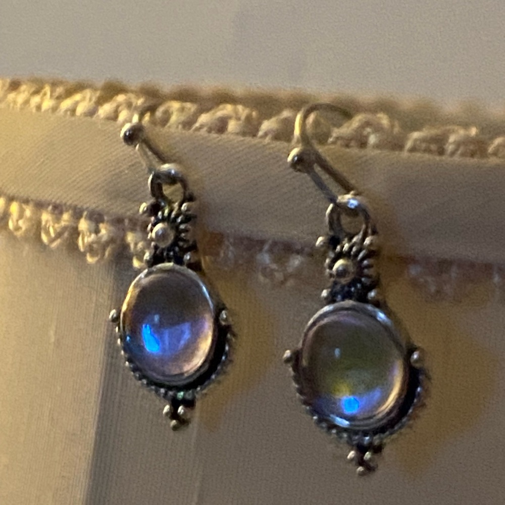 Elegant Silver Earrings with Blue Accents